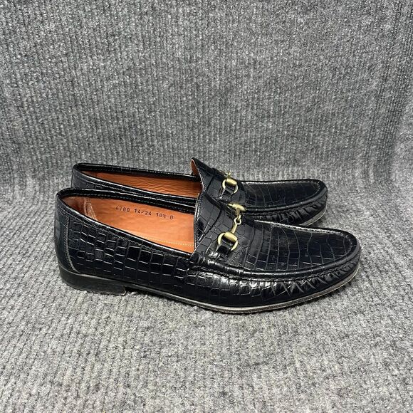 Allen Edmonds Verona II Italian Dress Loafers Mens 10.5 D Black Croco Leather